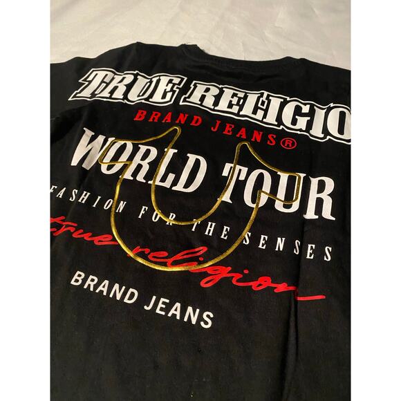 True Religion Black T Shirt Toddler Kids Size M( 5-6) Embossed Bold Graphic NWT - Picture 5 of 6